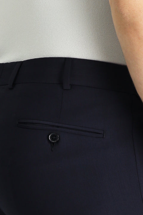 Koyu Lacivert 4 Drop Relaxed Fit Rahat Kesim Yünlü Klasik Kumaş Pantolon