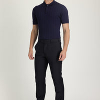 Siyah Lacivert Slim Fit Dar Kesim Yünlü Klasik Kumaş Pantolon