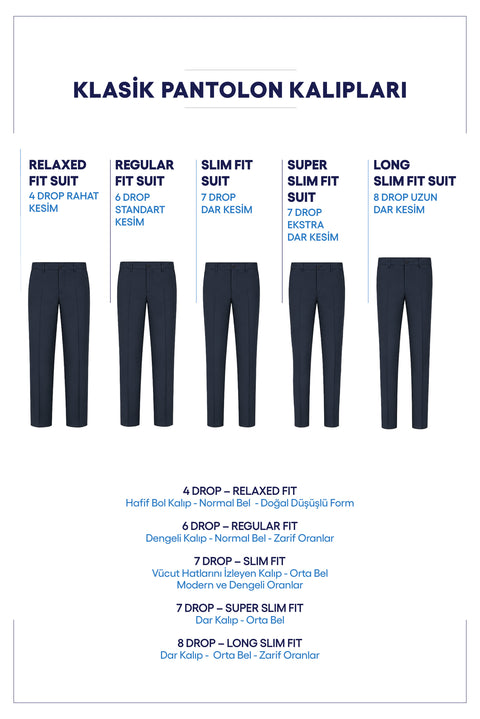 Siyah Lacivert 4 Drop Relaxed Fit Rahat Kesim Yünlü Klasik Kumaş Pantolon