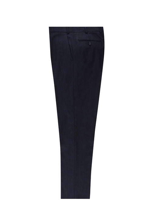 Orta Lacivert 7 Drop Slim Fit Dar Kesim Yünlü Klasik Kumaş Pantolon