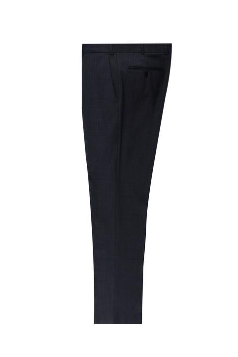 Koyu Lacivert 7 Drop Slim Fit Dar Kesim Yünlü Klasik Kumaş Pantolon