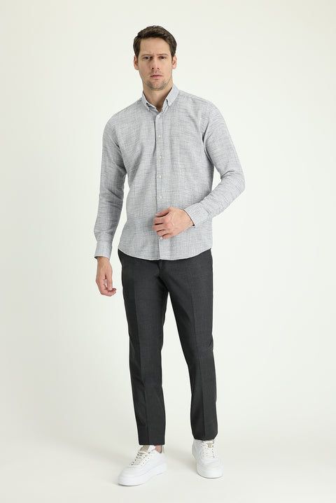 Orta Antrasit 6 Drop Regular Fit Standart Kesim Yünlü Klasik Kumaş Pantolon