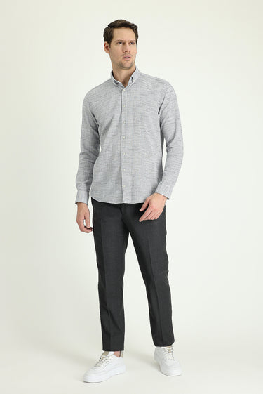 Orta Antrasit Relaxed Fit Rahat Kesim Yünlü Klasik Kumaş Pantolon