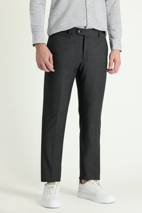 Orta Antrasit 6 Drop Regular Fit Standart Kesim Yünlü Klasik Kumaş Pantolon