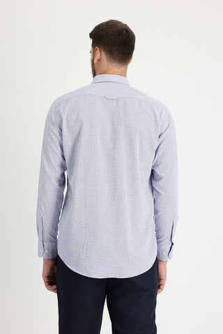  Koyu Mavi  Uzun Kol Relaxed Fit Rahat Kesim Desenli Gömlek