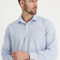 Mavi Uzun Kol Relaxed Fit Rahat Kesim Desenli Gömlek