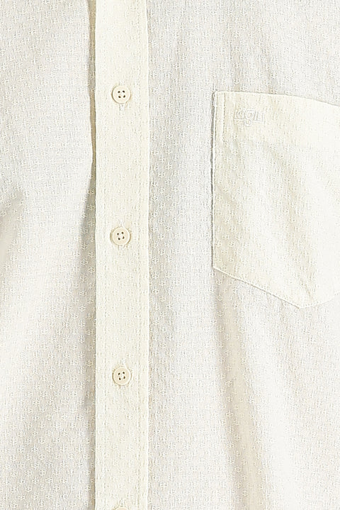 Ekru Uzun Kol Relaxed Fit Rahat Kesim Desenli Gömlek