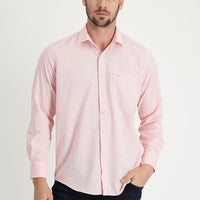 Şeker Pembe Uzun Kol Relaxed Fit Rahat Kesim Desenli Gömlek