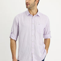 Açık Mor Uzun Kol Düz Klasık Gömlek