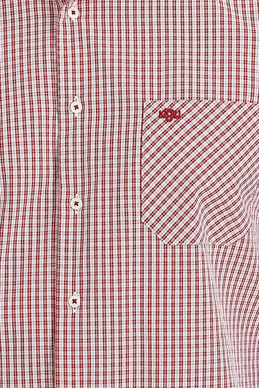Koyu Kırmızı Uzun Kol Regular Fit Ekose Pamuk Gömlek