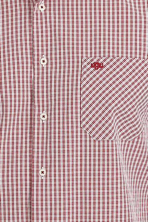 Koyu Kırmızı Uzun Kol Regular Fit Ekose Pamuk Gömlek