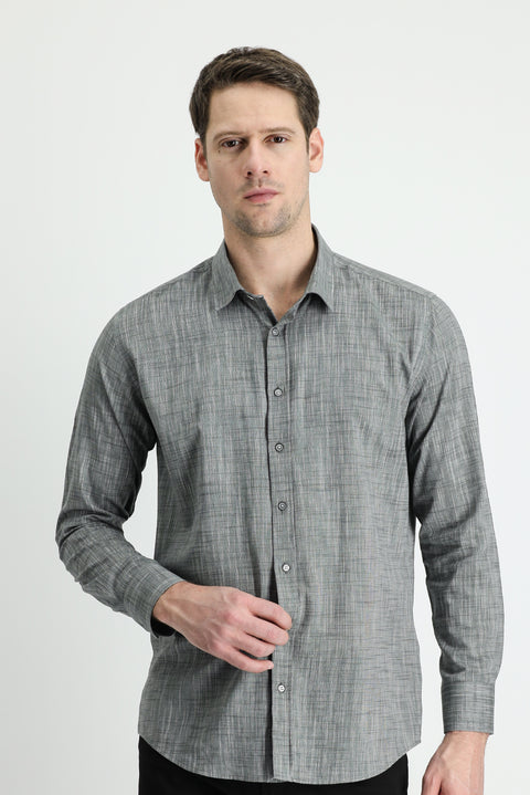 Black Long Sleeve Slim Fit Narrow Cut Cotton Shirt