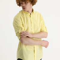 Limon Sarı Uzun Kol Slim Fit Dar Kesim Pamuk Gömlek