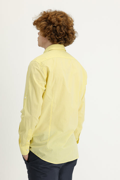 Limon Sarı Uzun Kol Slim Fit Dar Kesim Pamuk Gömlek