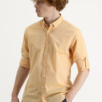 Orta Turuncu Uzun Kol Slim Fit Dar Kesim Pamuk Gömlek