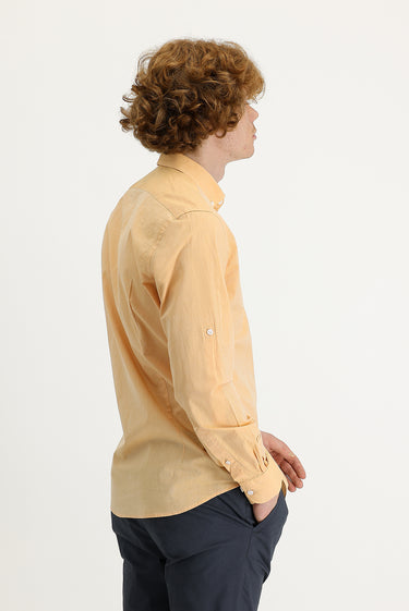 Orta Turuncu Uzun Kol Slim Fit Dar Kesim Pamuk Gömlek