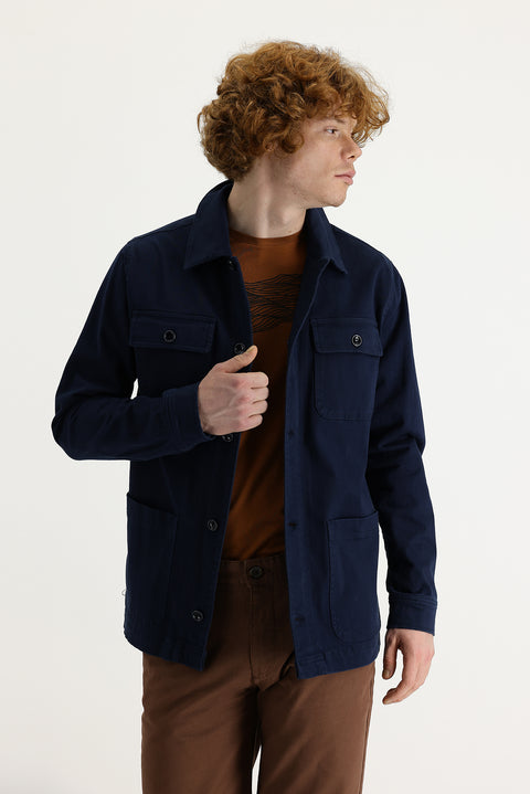 Aviator Blue Slim Fit Shacket Shirt/Jacket