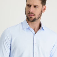 Uçuk Mavi Uzun Kol Slim Fit Dar Kesim Klasik Desenli Pamuklu Kolay Ütülenebilir Gömlek