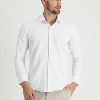 Beyaz Uzun Kol Slim Fit Dar Kesim Klasik Desenli Pamuklu Kolay Ütülenebilir Gömlek