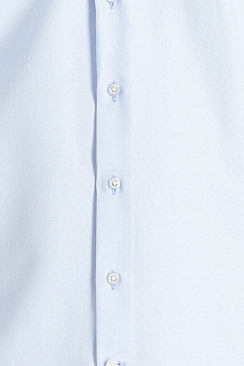Light Blue Long Sleeve Slim Fit Narrow Cut Classic Patterned Cotton Easy-Iron Shirt