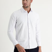 Beyaz Uzun Kol Slim Fit Dar Kesim Klasik Desenli Pamuklu Kolay Ütülenebilir Gömlek