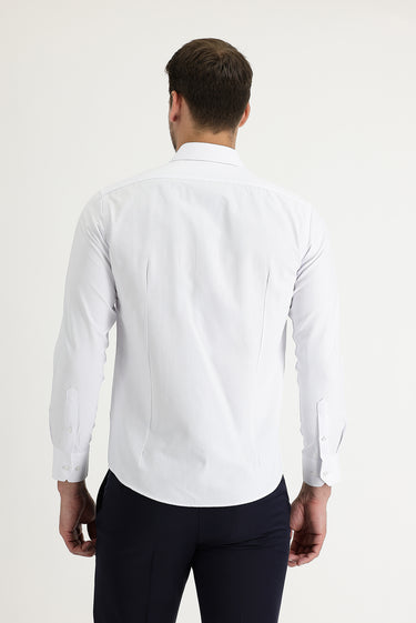  Beyaz Uzun Kol Slim Fit Dar Kesim Klasik Desenli Pamuklu Kolay Ütülenebilir Gömlek