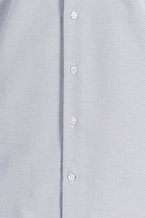 Açık Lacivert Uzun Kol Slim Fit Dar Kesim Klasik Desenli Pamuklu Kolay Ütülenebilir Gömlek