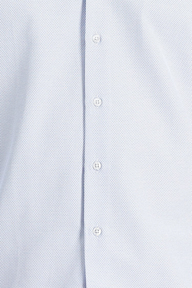 Uçuk Mavi Uzun Kol Slim Fit Dar Kesim Klasik Desenli Pamuklu Kolay Ütülenebilir Gömlek
