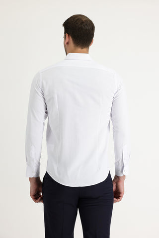  Beyaz Uzun Kol Slim Fit Dar Kesim Klasik Desenli Pamuklu Kolay Ütülenebilir Gömlek
