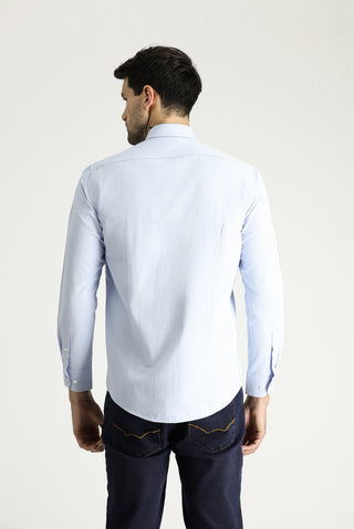  Uçuk Mavi Uzun Kol Slim Fit Dar Kesim Klasik Desenli Pamuklu Gömlek