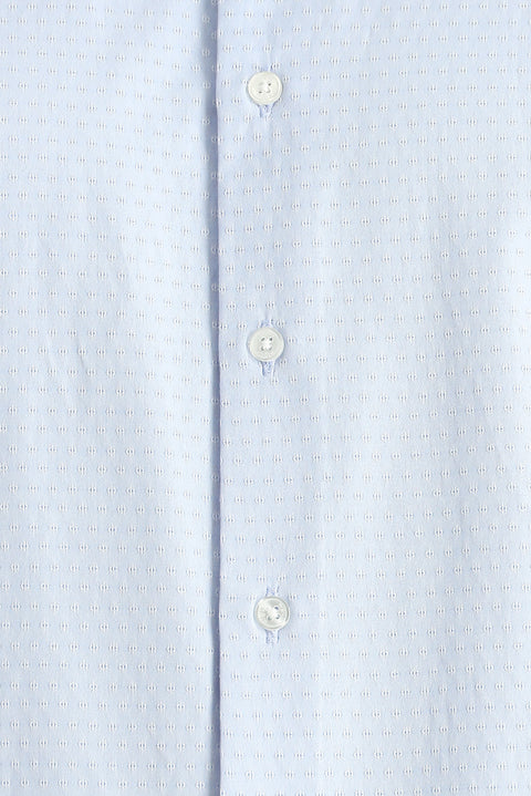 Uçuk Mavi Uzun Kol Slim Fit Dar Kesim Klasik Desenli Pamuklu Gömlek