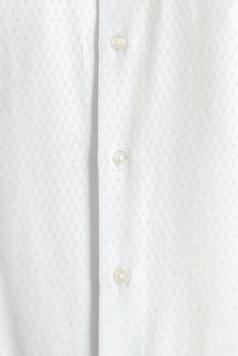 Beyaz Uzun Kol Slim Fit Dar Kesim Klasik Desenli Pamuklu Gömlek