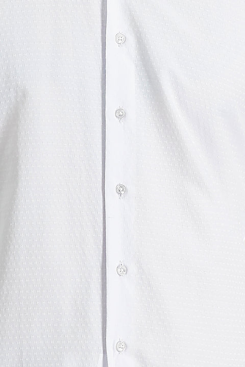 Beyaz Uzun Kol Slim Fit Dar Kesim Klasik Desenli Pamuklu Kolay Ütülenebilir Gömlek