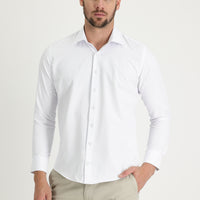 Beyaz Uzun Kol Slim Fit Dar Kesim Klasik Desenli Pamuklu Kolay Ütülenebilir Gömlek