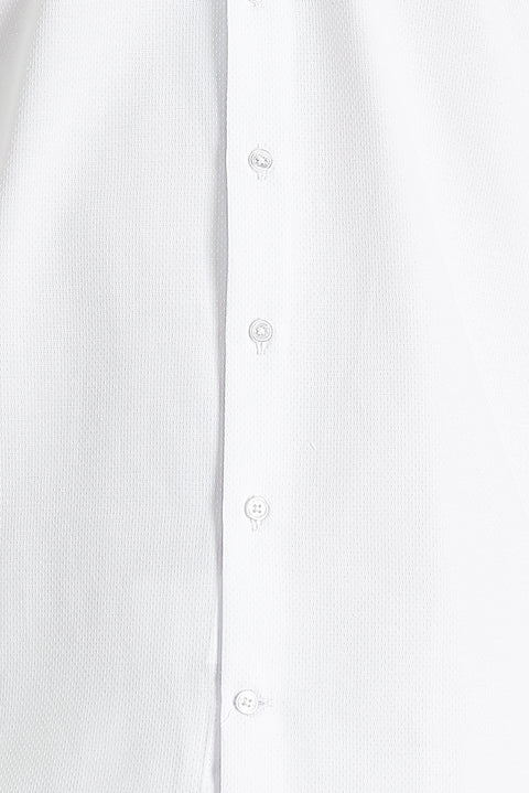 Beyaz Uzun Kol Slim Fit Dar Kesim Klasik Desenli Pamuklu Kolay Ütülenebilir Gömlek