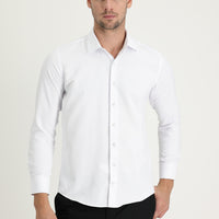 Beyaz Uzun Kol Slim Fit Dar Kesim Klasik Desenli Pamuklu Kolay Ütülenebilir Gömlek