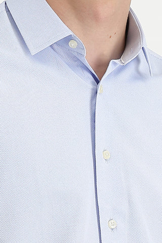  Gök Mavisi Uzun Kol Slim Fit Dar Kesim Klasik Desenli Pamuklu Kolay Ütülenebilir Gömlek