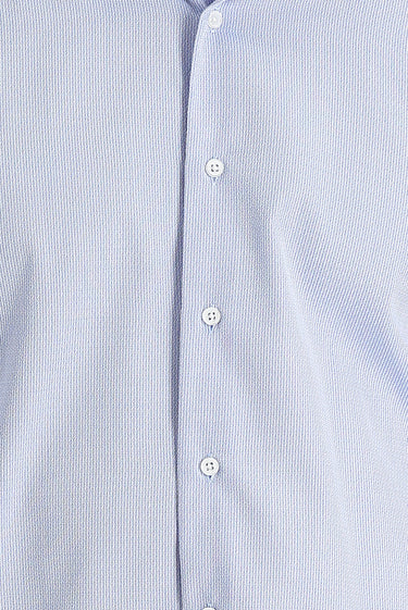  Uçuk Mavi Uzun Kol Slim Fit Dar Kesim Klasik Desenli Pamuklu Kolay Ütülenebilir Gömlek