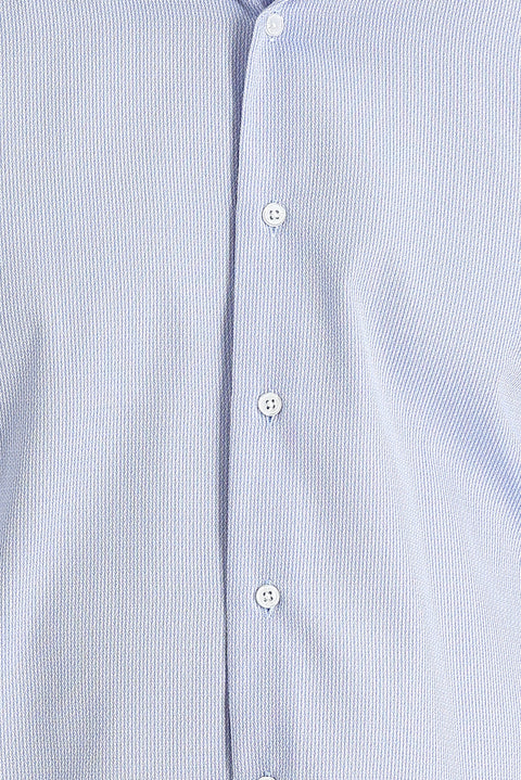 Uçuk Mavi Uzun Kol Slim Fit Dar Kesim Klasik Desenli Pamuklu Kolay Ütülenebilir Gömlek
