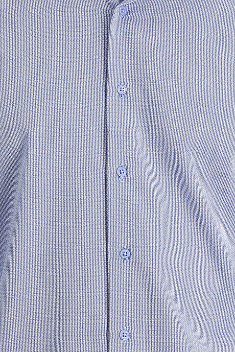 Koyu Mavi  Uzun Kol Slim Fit Dar Kesim Klasik Desenli Pamuklu Kolay Ütülenebilir Gömlek