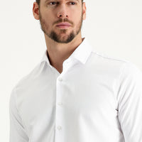 White Long Sleeve Slim Fit Patterned Oxford Cotton Easy Iron Shirt