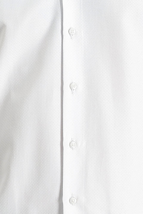 White Long Sleeve Slim Fit Patterned Oxford Cotton Easy Iron Shirt