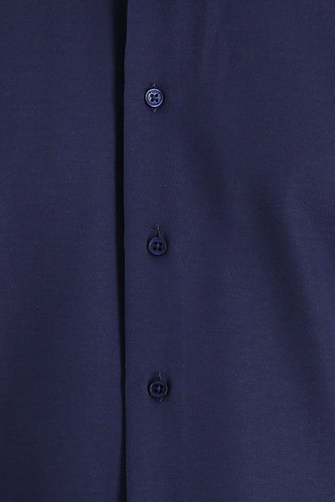 Koyu Lacivert Uzun Kol Slim Fit Dar Kesim Klasik Desenli Pamuklu Kolay Ütülenebilir Gömlek