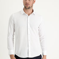 Beyaz Uzun Kol Slim Fit Dar Kesim Klasik Desenli Pamuklu Kolay Ütülenebilir Gömlek