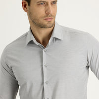 Titanyum Gri Uzun Kol Slim Fit Dar Kesim Klasik Desenli Pamuklu Kolay Ütülenebilir Gömlek