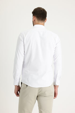 Beyaz Uzun Kol Slim Fit Dar Kesim Klasik Desenli Pamuklu Kolay Ütülenebilir Gömlek