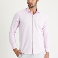 Pembe Uzun Kol Slim Fit Dar Kesim Klasik Desenli Pamuklu Kolay Ütülenebilir Gömlek