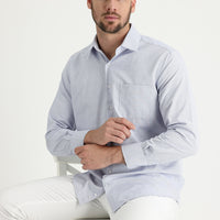 Orta Gri Uzun Kol Klasik Desenli Pamuklu Kolay Ütülenebilir Gömlek