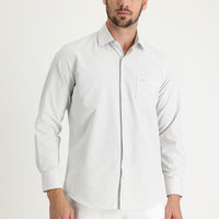 Açık Bej Uzun Kol Klasik Desenli Pamuklu Kolay Ütülenebilir Gömlek