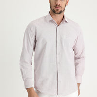 Açık Kırmızı Uzun Kol Klasik Desenli Pamuklu Kolay Ütülenebilir Gömlek